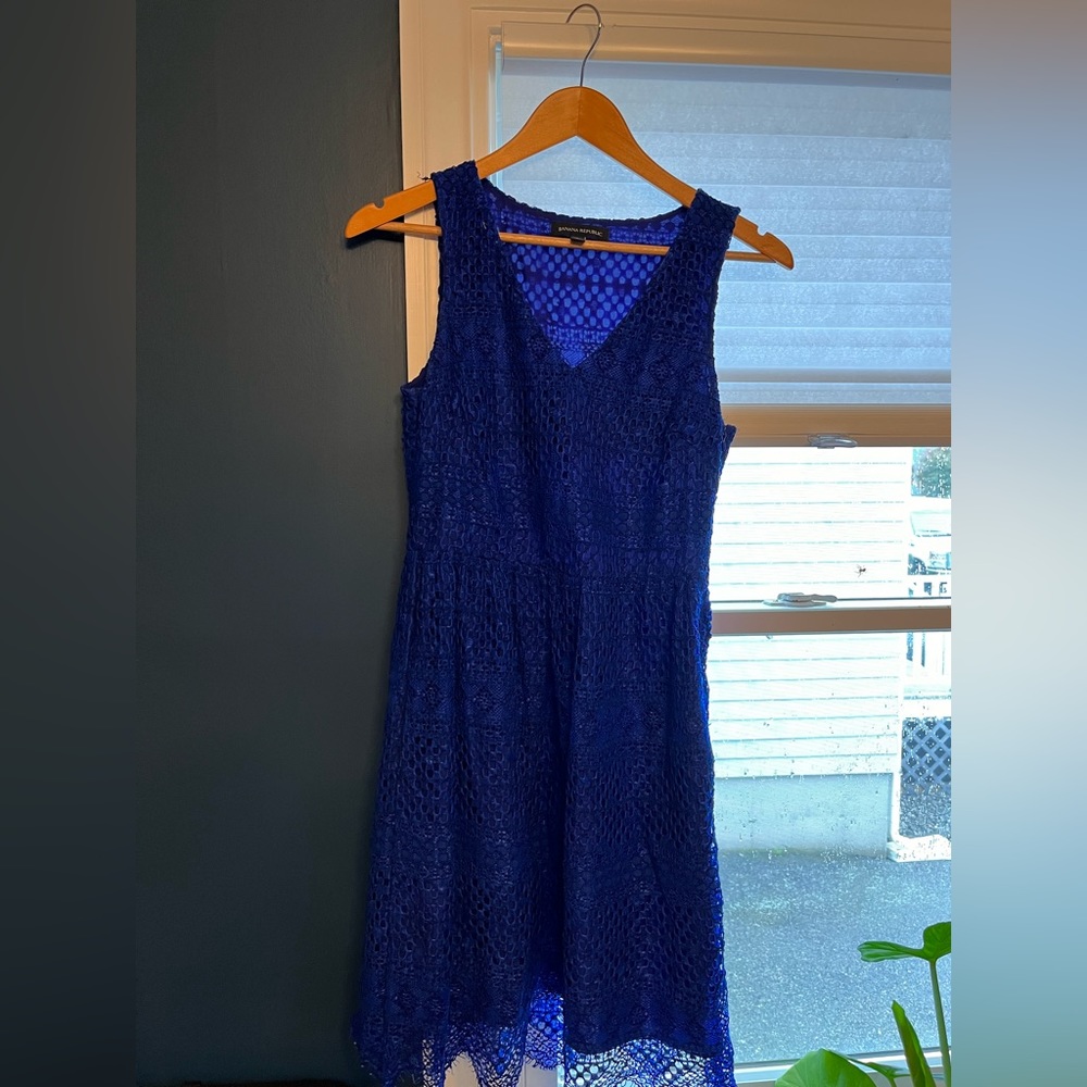 Banana Republic sleeveless mini dress. Royal blue. 2. Lace.